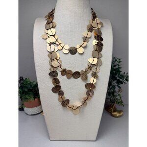 Zara Runway Gold Metal Plate Waterfall Necklace Layered Statement NWOT
